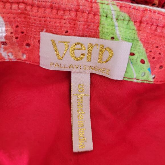 Anthropologie Verb Electra Eyelet Skirt Tropical Bold Floral Women Tassels Small - Picture 9 of 11